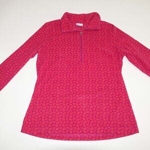 Columbia Women's 1/4 Zip Fleece Pullover Sweatshirt Jacket Size Large Red Pink